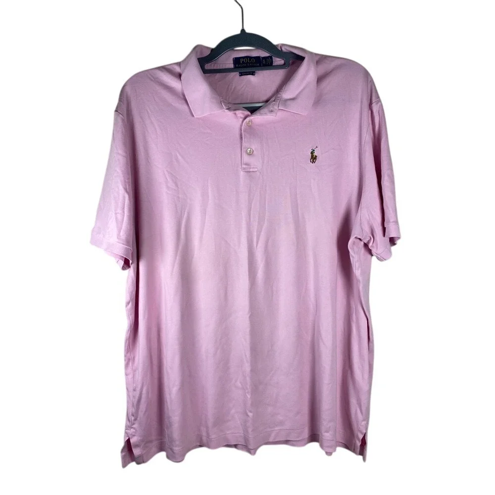 POLO Ralph Lauren Men's Pink Short Sleeve Shirt Classic Fit Polo Shirt XL